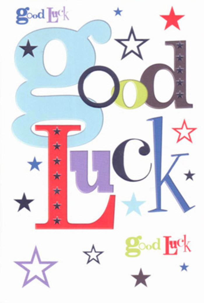 This exuberant luck-themed card bursts with visual vitality, reminiscent of spring mornings near Westminster Abbey, where aspirations take flight. Each letter appears to leap from the crisp white card with a personality all its own: some soft and wide in baby blue, others slim and dramatic in jet black or vivid crimson, their dynamic forms accentuated by a joyful spray of colourful stars. The arrangement feels almost orchestral, stars arching in a gentle ribbon as if tracing the sweep of the London Eye above the city's rooftops. Splashes of moss green and royal purple complete the ensemble, offering a refined yet effervescent mood, like the first notes of laughter after a major milestone. The card's smooth, firm surface delivers tactile pleasure, like the satisfying ribbon on a hand-tied bouquet freshly prepared at a Westminster florist. It is a talisman of heartfelt wishes and genuine belief, ready to accompany a loved one through challenges or new beginnings, expressing deep encouragement grounded in the traditions and vibrant life of Westminster.