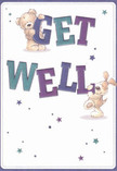 Radiating with cheerful optimism, this get well card instantly brings a sense of warmth and affectionate playfulness, making it a charming choice for uplifting friends and family across Westminster. At the heart of the design, a cuddly teddy bear and a joyful puppy seem to leap from the page, their plush fur and soft features bursting with comfort and gentle companionship. Together, they cradle the large, multicolored 'Get Well' message, its bold indigo and teal letters standing out with exuberant clarity against a creamy white backdrop. The scene is brightened by sprinkled stars in shades of blue and purple-each a twinkle of hope echoing the lively lights found around Westminster's famous landmarks. Every brushstroke and color feels handpicked to soothe, much like the careful arrangements our local florists prepare for delivery to nearby homes, hospitals, and businesses. The entire composition offers not only heartfelt wishes but an emotional balm-ensuring that even those recovering in the midst of London's bustling heart receive a dose of genuine kindness and uplifting care.